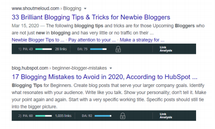 Mozbar extension for keyword difficulty  